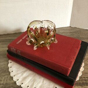 Vtg Chalet Glass Bonbonniere Glass Basket